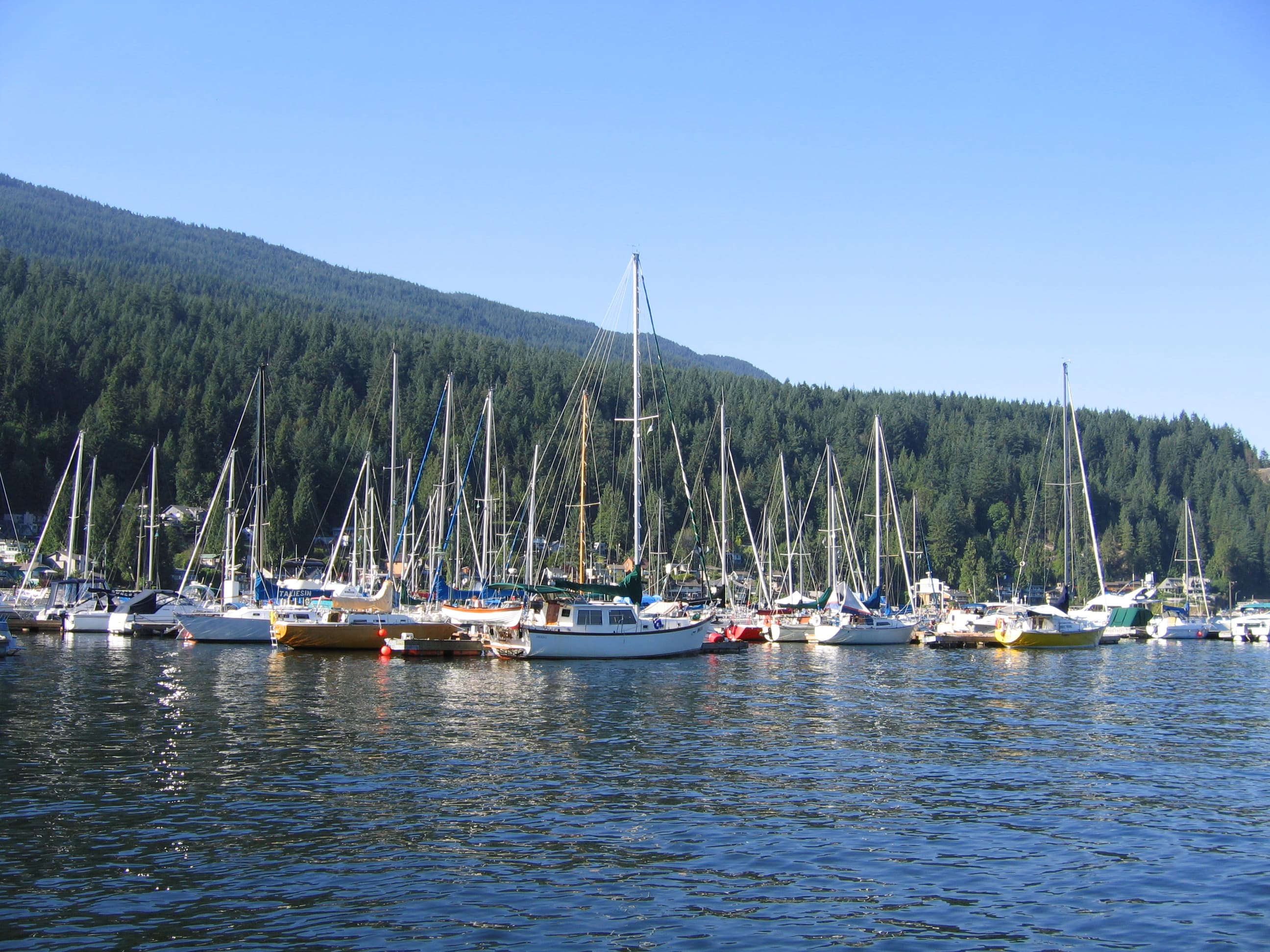 Deep Cove marina and Indian Arm waterfront in North Vancouver