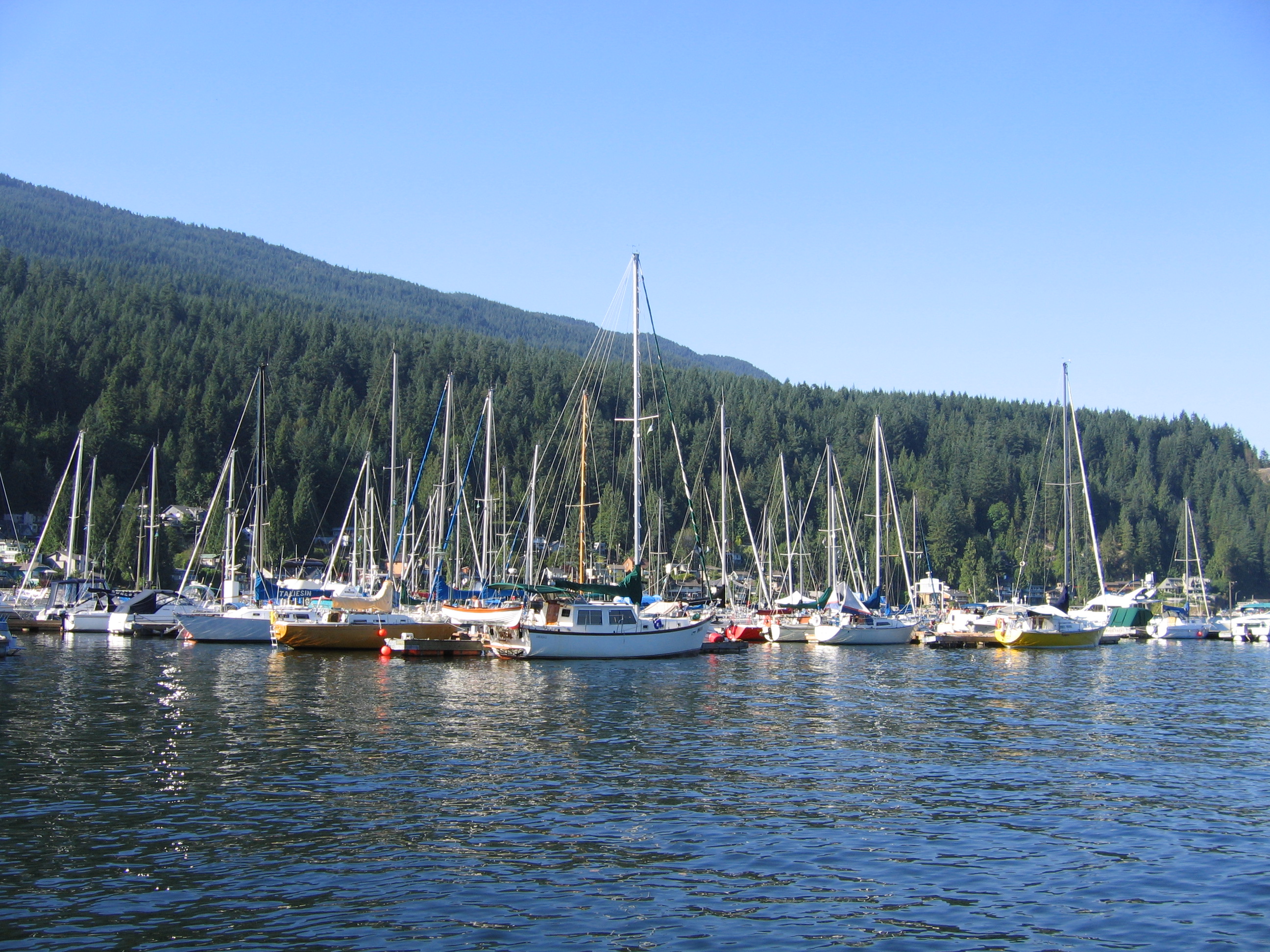 Deep Cove marina and Indian Arm waterfront in North Vancouver