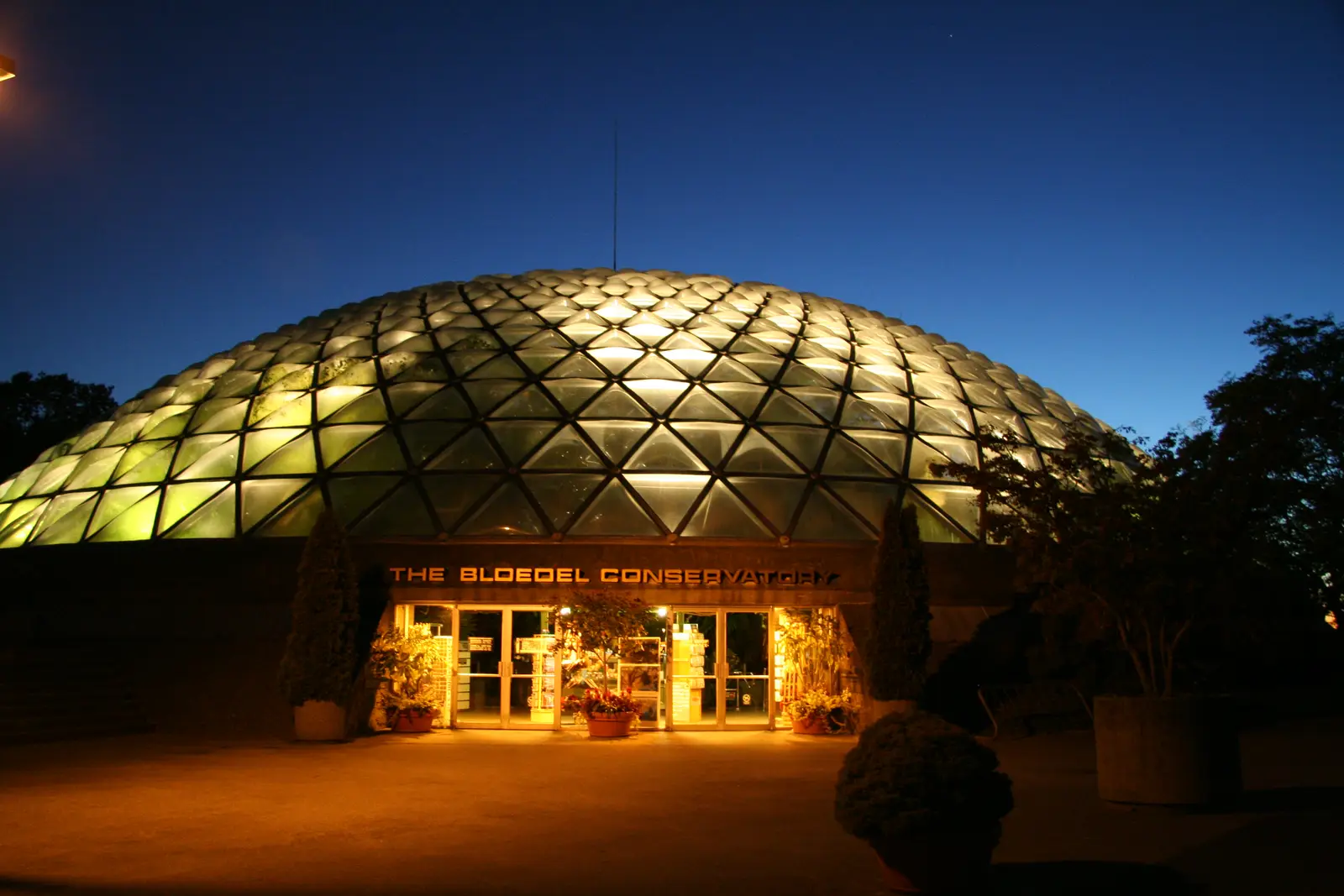 Bloedel Floral Conservatory illuminated at Queen Elizabeth Park in the Cambie corridor