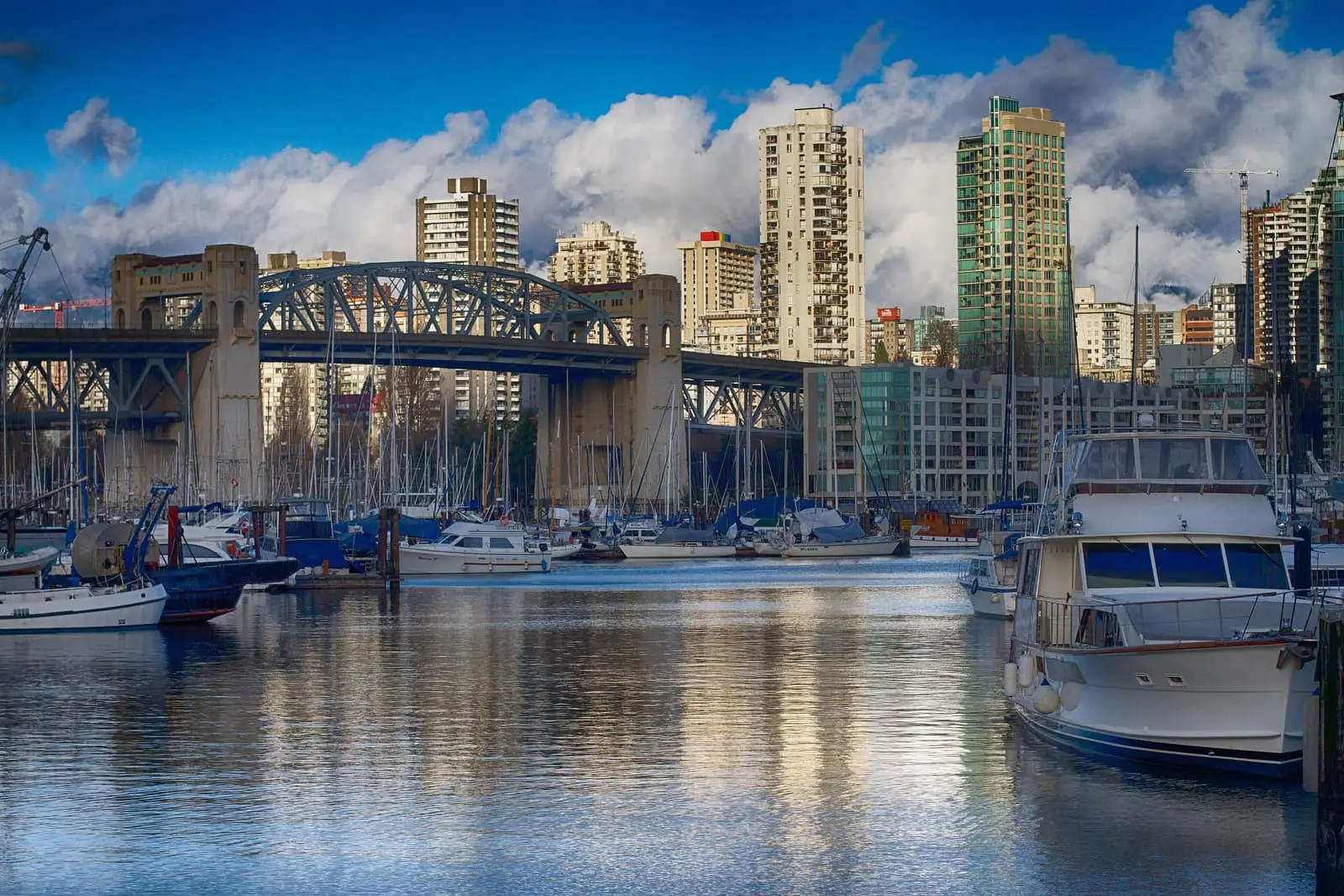 Burrard Bridge and the False Creek marina in Vancouver