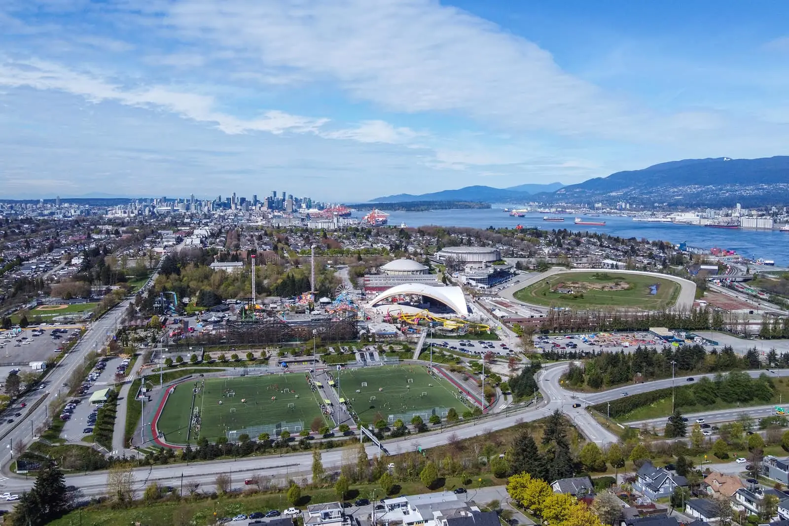 Aerial view of Hastings Park in Hastings-Sunrise, Vancouver
