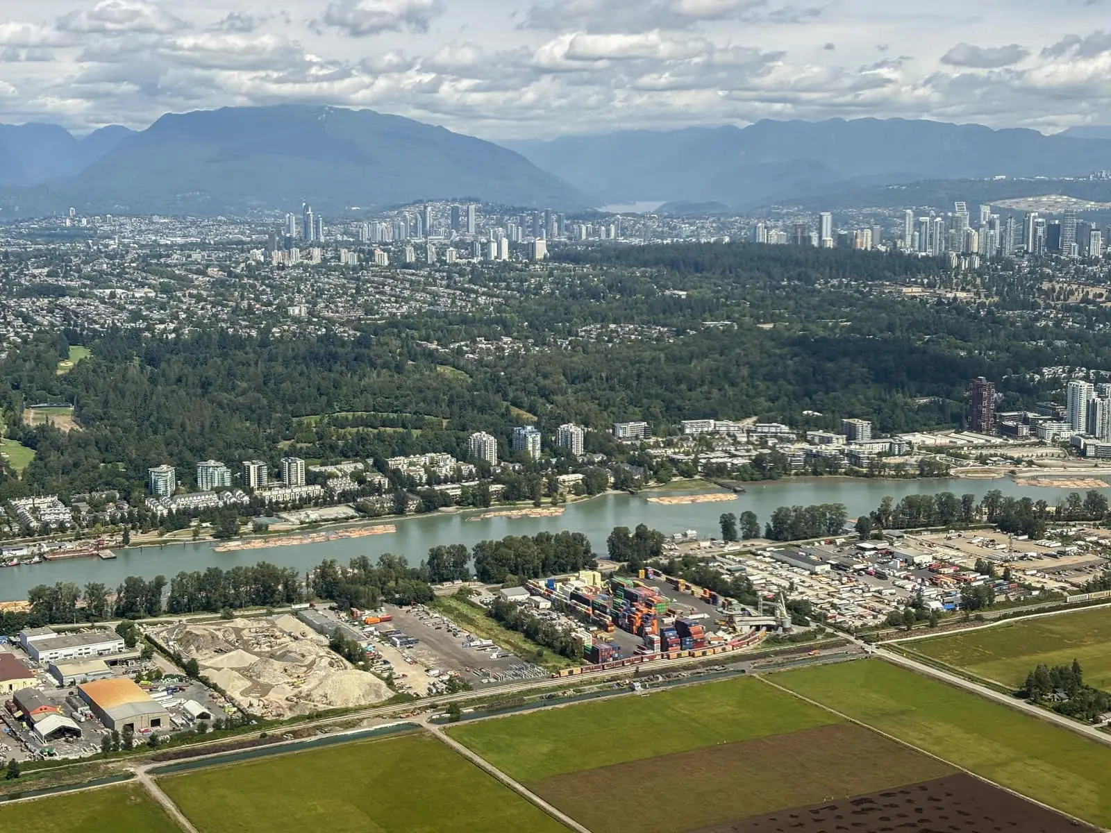 Aerial view of Killarney and the Fraser River in Vancouver