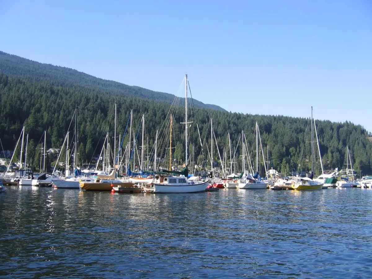 Deep Cove marina and Indian Arm waterfront in North Vancouver